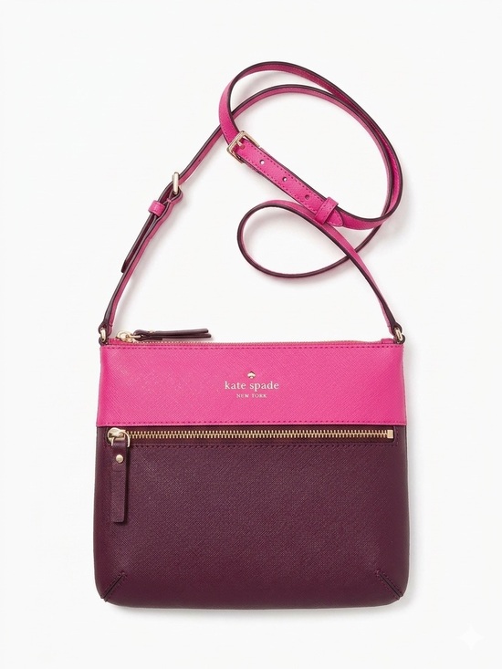 kate spade Handbags - Kate Spade Saffiano Leather Colorblock Crossbody Fuchsia Pink Plum Purple